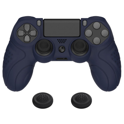 PlayVital Guardian Edition Midnight Blue Ergonomic Soft Anti-Slip Controller Silicone Case Cover for PS4, Rubber Protector Skins with Black Joystick Caps for PS4 Slim PS4 Pro Controller - P4CC0061 playvital