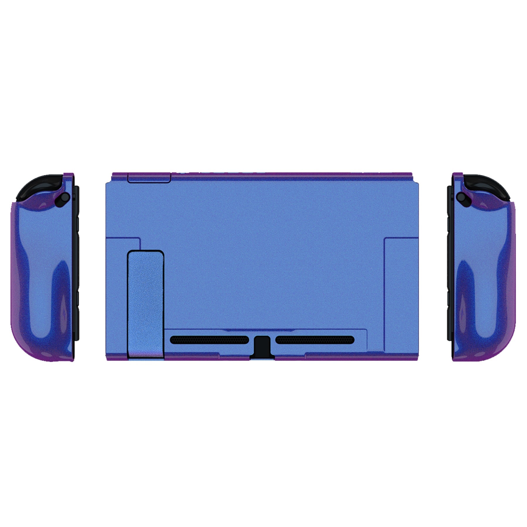 PlayVital UPGRADED Glossy Dockable Case Grip Cover for NS Switch, Ergonomic Protective Case for NS Switch, Separable Protector Hard Shell for Joycon - Chameleon Purple Blue - ANSP3001 PlayVital