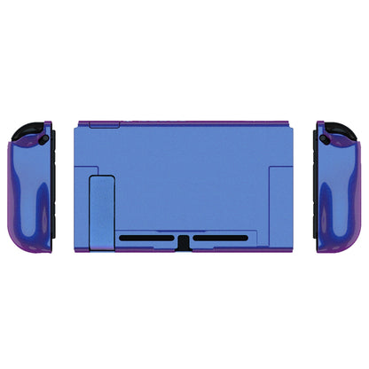 PlayVital UPGRADED Glossy Dockable Case Grip Cover for NS Switch, Ergonomic Protective Case for NS Switch, Separable Protector Hard Shell for Joycon - Chameleon Purple Blue - ANSP3001 PlayVital