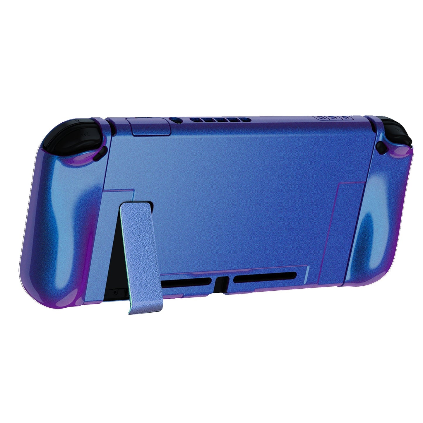 PlayVital UPGRADED Glossy Dockable Case Grip Cover for NS Switch, Ergonomic Protective Case for NS Switch, Separable Protector Hard Shell for Joycon - Chameleon Purple Blue - ANSP3001 PlayVital