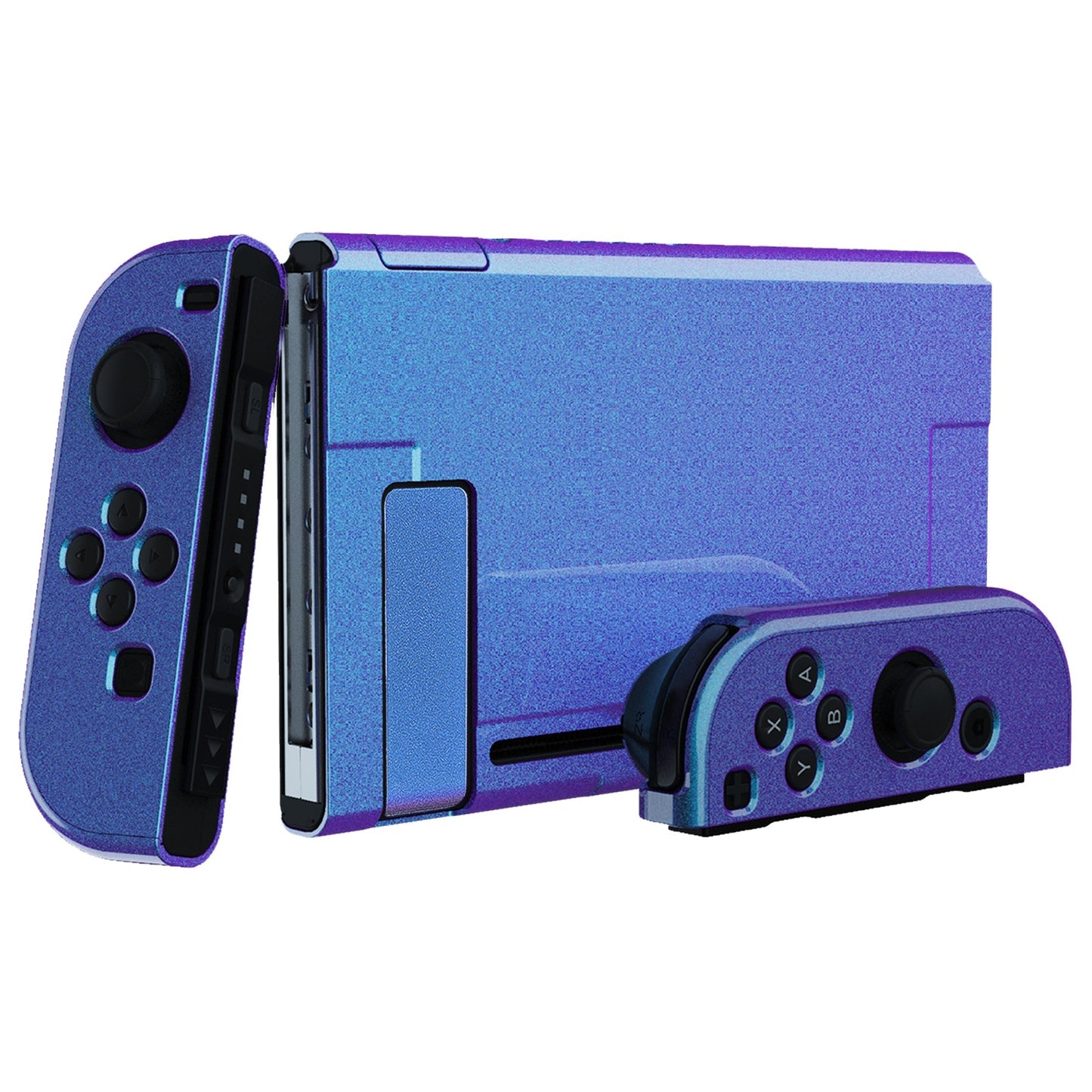 PlayVital UPGRADED Glossy Dockable Case Grip Cover for NS Switch, Ergonomic Protective Case for NS Switch, Separable Protector Hard Shell for Joycon - Chameleon Purple Blue - ANSP3001 PlayVital