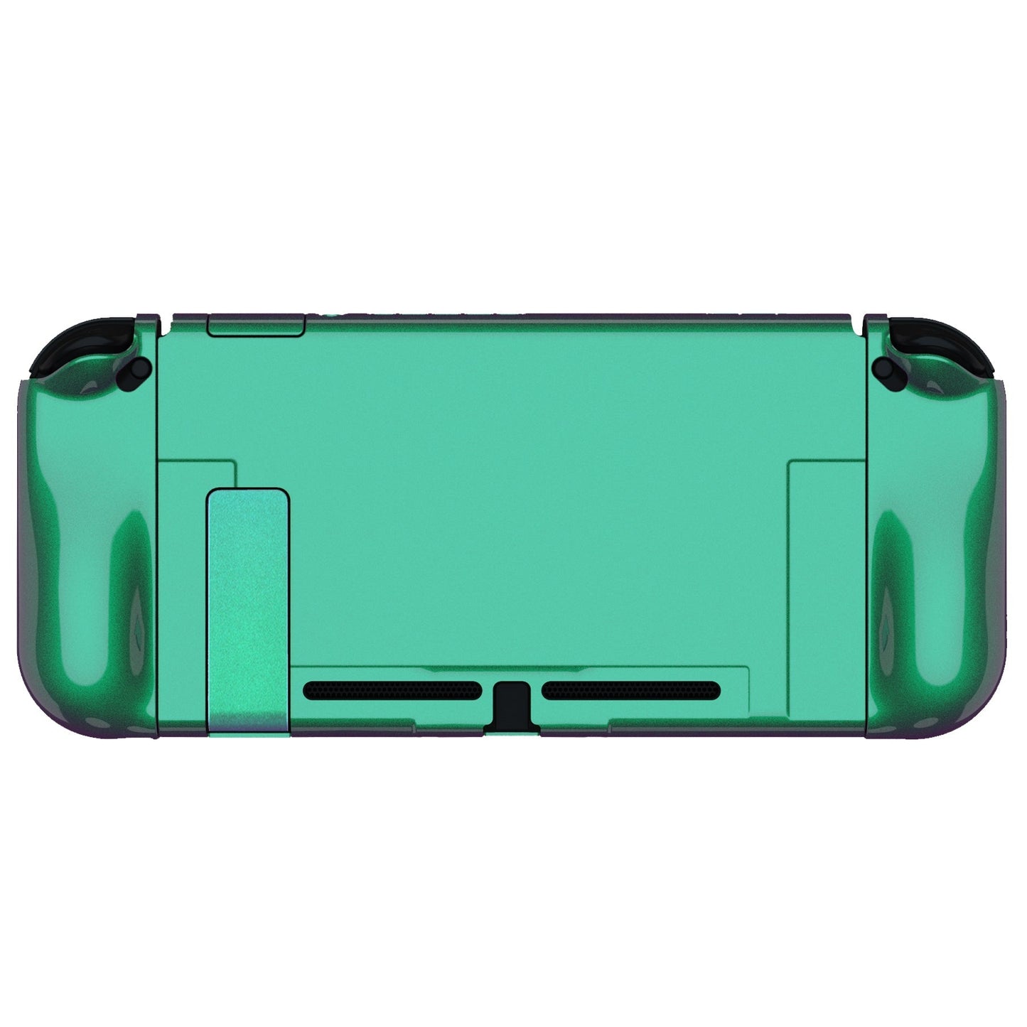 PlayVital UPGRADED Glossy Dockable Case Grip Cover for NS Switch, Ergonomic Protective Case for NS Switch, Separable Protector Hard Shell for Joycon - Chameleon Green Purple - ANSP3002 PlayVital