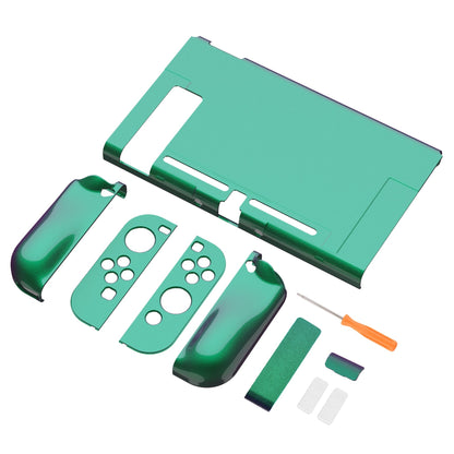 PlayVital UPGRADED Glossy Dockable Case Grip Cover for NS Switch, Ergonomic Protective Case for NS Switch, Separable Protector Hard Shell for Joycon - Chameleon Green Purple - ANSP3002 PlayVital