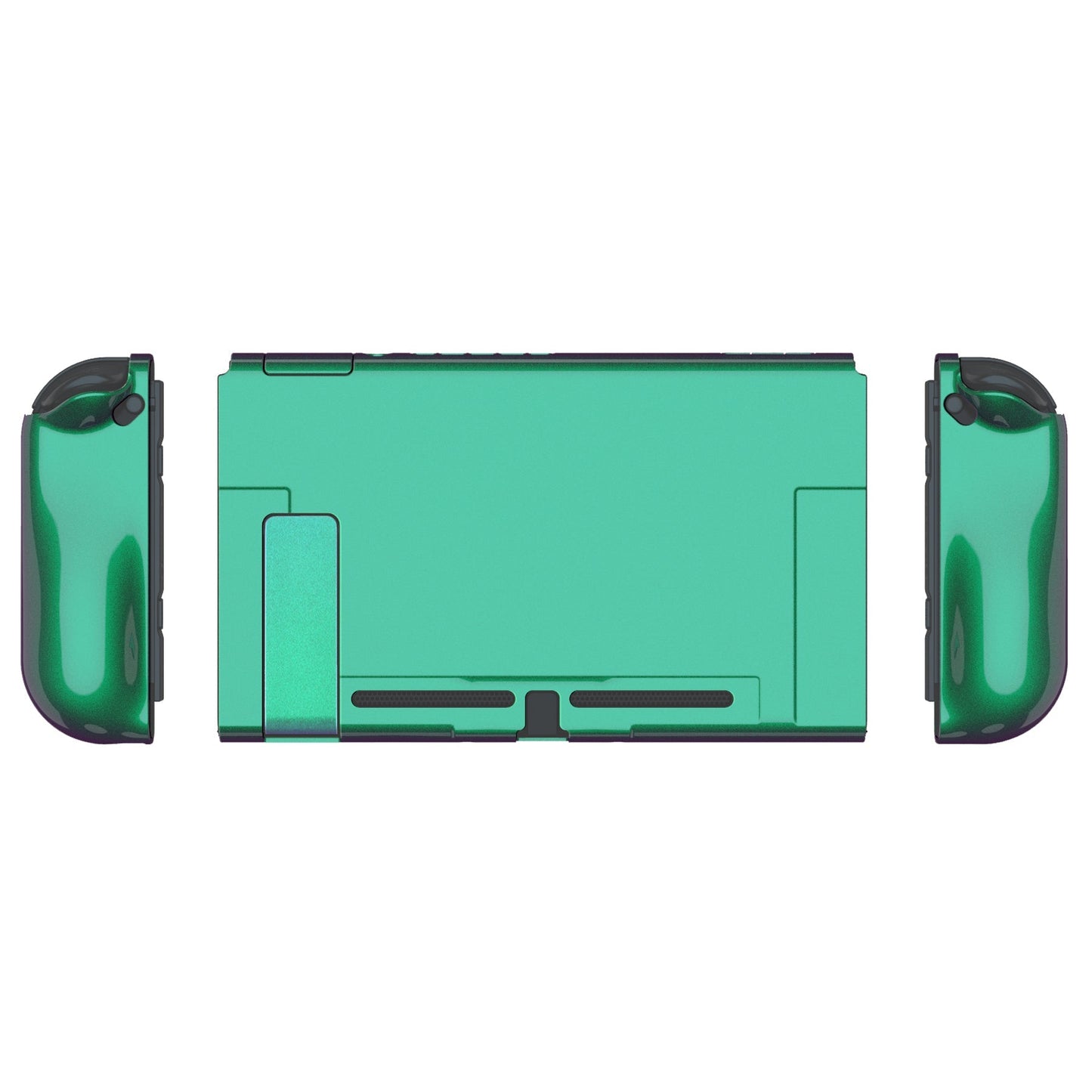 PlayVital UPGRADED Glossy Dockable Case Grip Cover for NS Switch, Ergonomic Protective Case for NS Switch, Separable Protector Hard Shell for Joycon - Chameleon Green Purple - ANSP3002 PlayVital