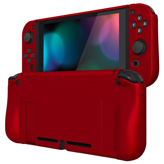 PlayVital UPGRADED Dockable Case Grip Cover for NS Switch, Ergonomic Protective Case for NS Switch, Separable Protector Hard Shell for Joycon - Scarlet Red - ANSP3003 PlayVital