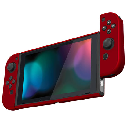 PlayVital UPGRADED Dockable Case Grip Cover for NS Switch, Ergonomic Protective Case for NS Switch, Separable Protector Hard Shell for Joycon - Scarlet Red - ANSP3003 PlayVital