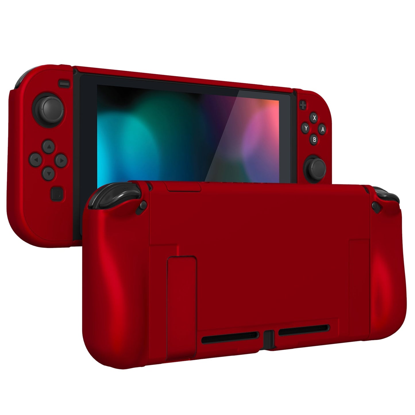 PlayVital UPGRADED Dockable Case Grip Cover for NS Switch, Ergonomic Protective Case for NS Switch, Separable Protector Hard Shell for Joycon - Scarlet Red - ANSP3003 PlayVital