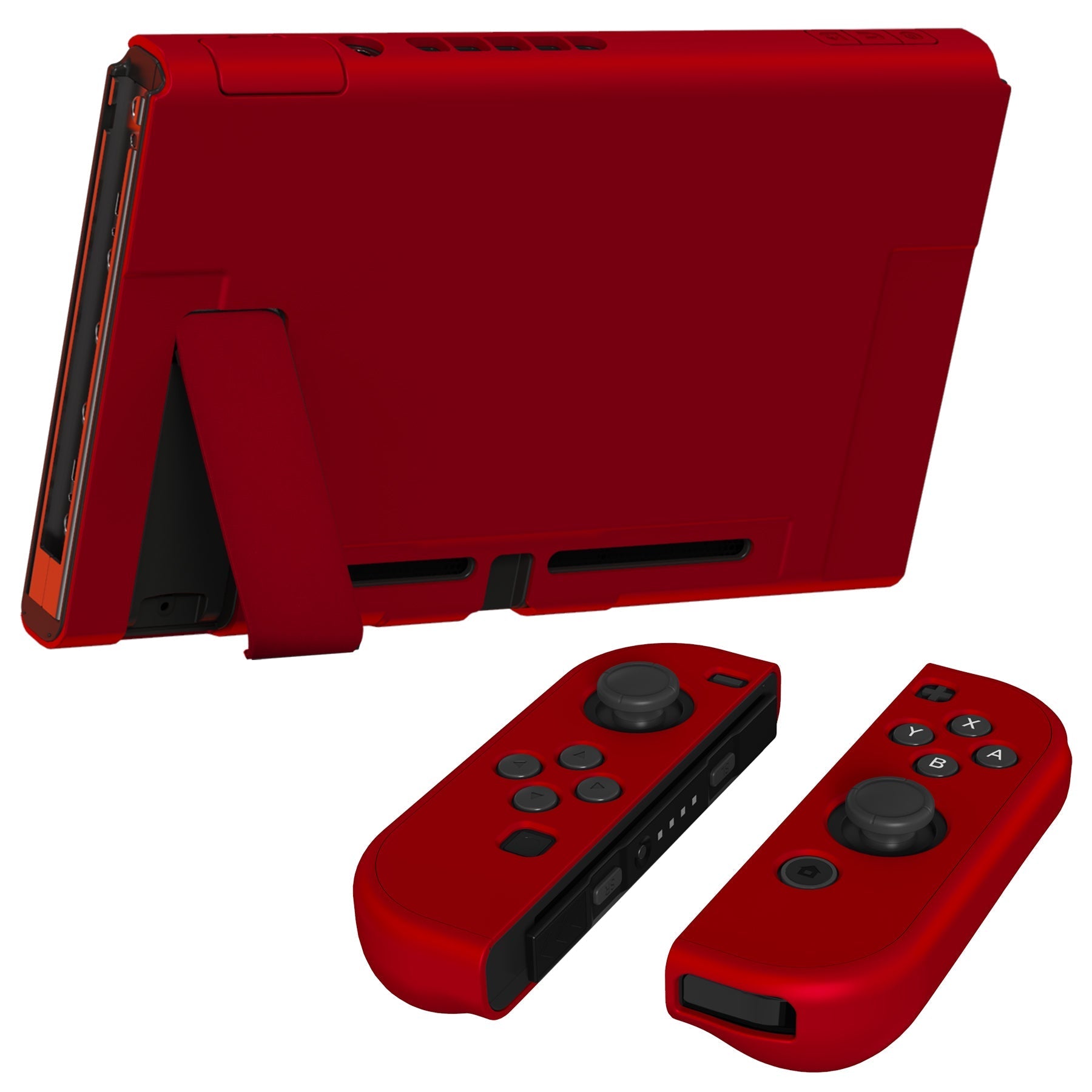 PlayVital UPGRADED Dockable Case Grip Cover for NS Switch, Ergonomic Protective Case for NS Switch, Separable Protector Hard Shell for Joycon - Scarlet Red - ANSP3003 PlayVital