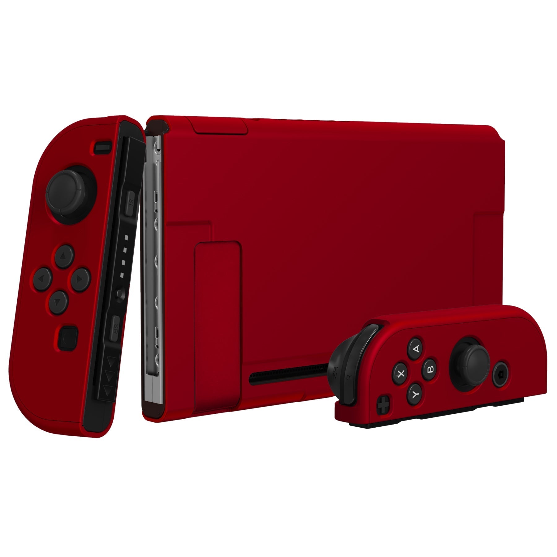 PlayVital UPGRADED Dockable Case Grip Cover for NS Switch, Ergonomic Protective Case for NS Switch, Separable Protector Hard Shell for Joycon - Scarlet Red - ANSP3003 PlayVital