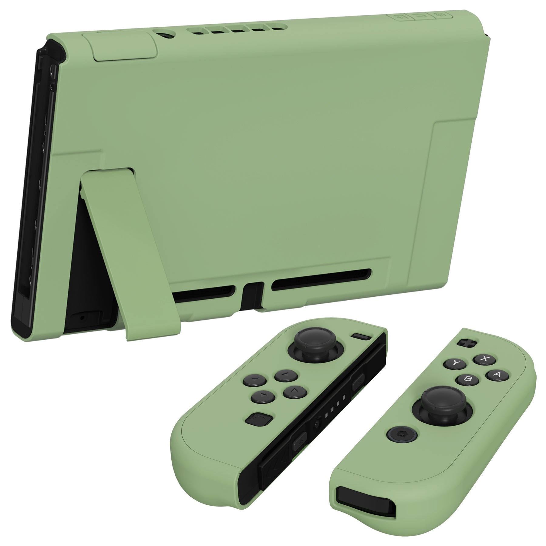 PlayVital UPGRADED Dockable Case Grip Cover for NS Switch, Ergonomic Protective Case for NS Switch, Separable Protector Hard Shell for Joycon - Matcha Green - ANSP3005 PlayVital