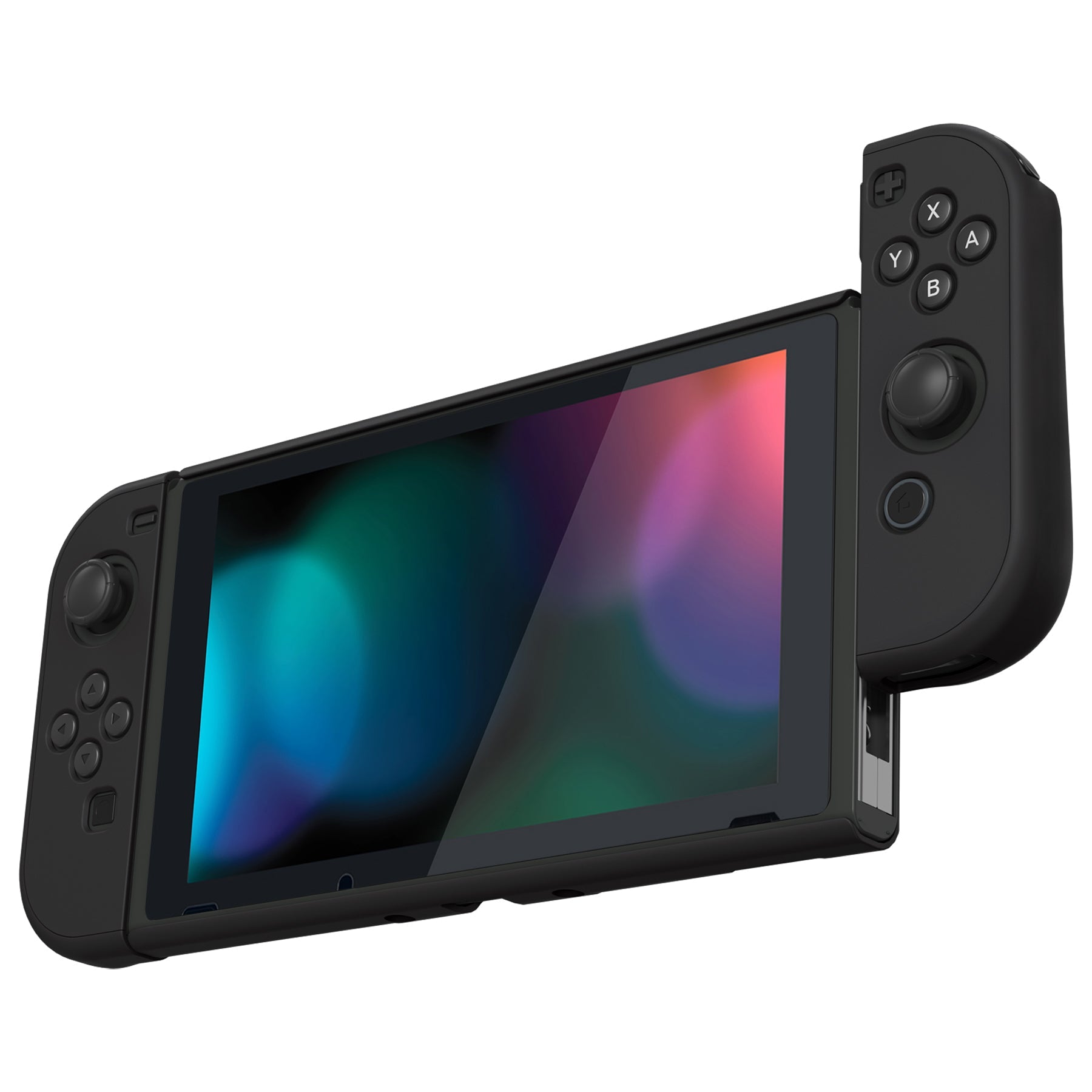 PlayVital UPGRADED Dockable Case Grip Cover for NS Switch, Ergonomic Protective Case for NS Switch, Separable Protector Hard Shell for Joycon - Black - ANSP3006 PlayVital