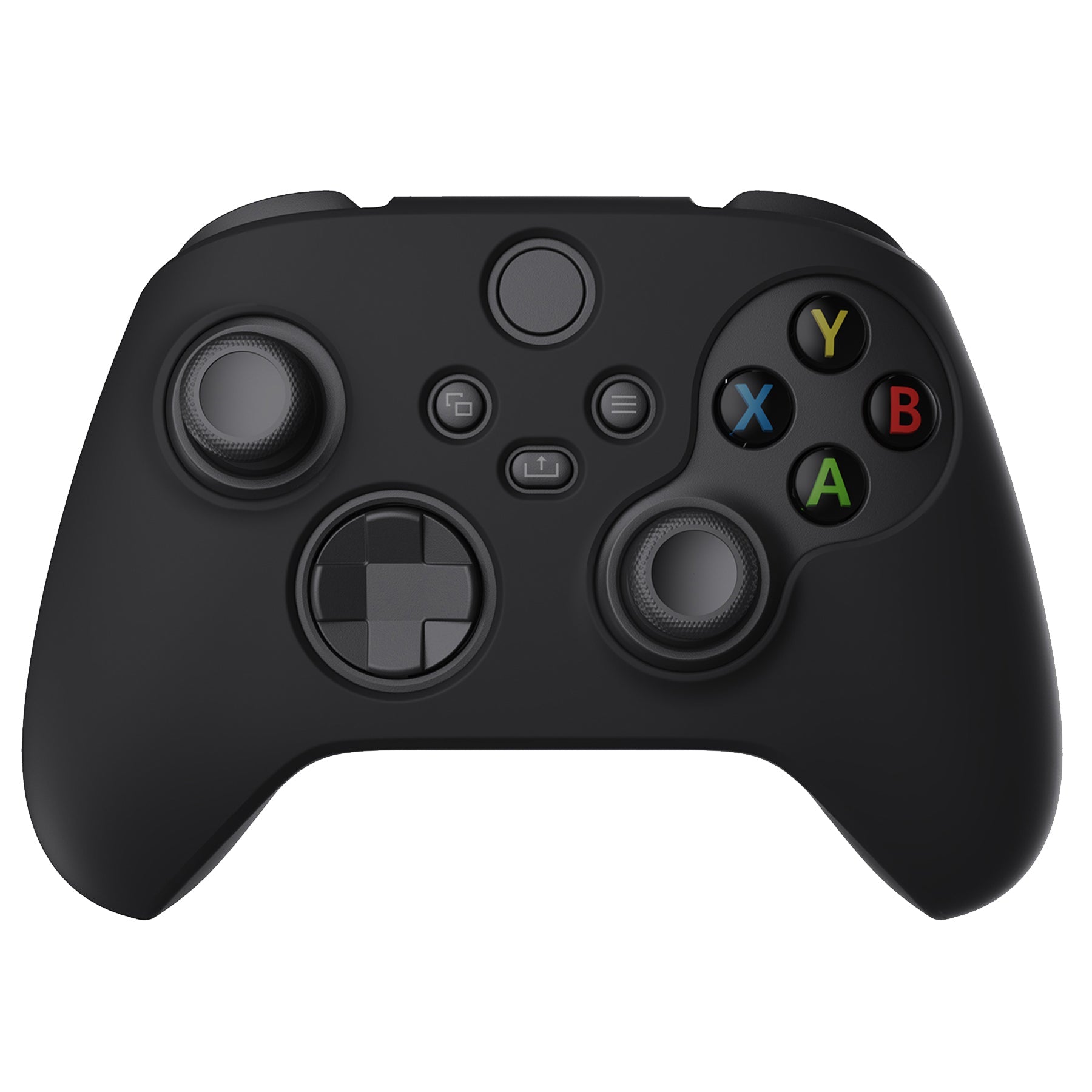 PlayVital Black Pure Series Anti-Slip Silicone Cover Skin for Xbox Series X Controller, Soft Rubber Case Protector for Xbox Series S Controller with Black Thumb Grip Caps - BLX3001 PlayVital