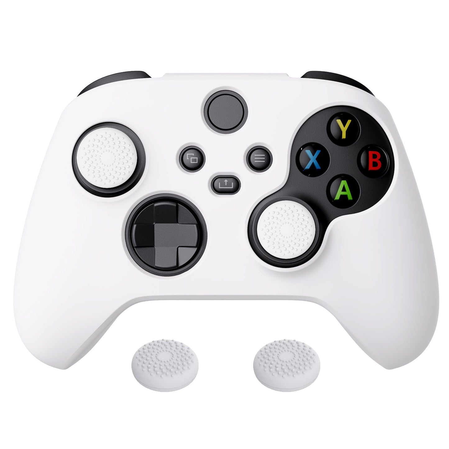 PlayVital White Pure Series Anti-Slip Silicone Cover Skin for Xbox Series X Controller, Soft Rubber Case Protector for Xbox Series S Controller with White Thumb Grip Caps - BLX3002 PlayVital