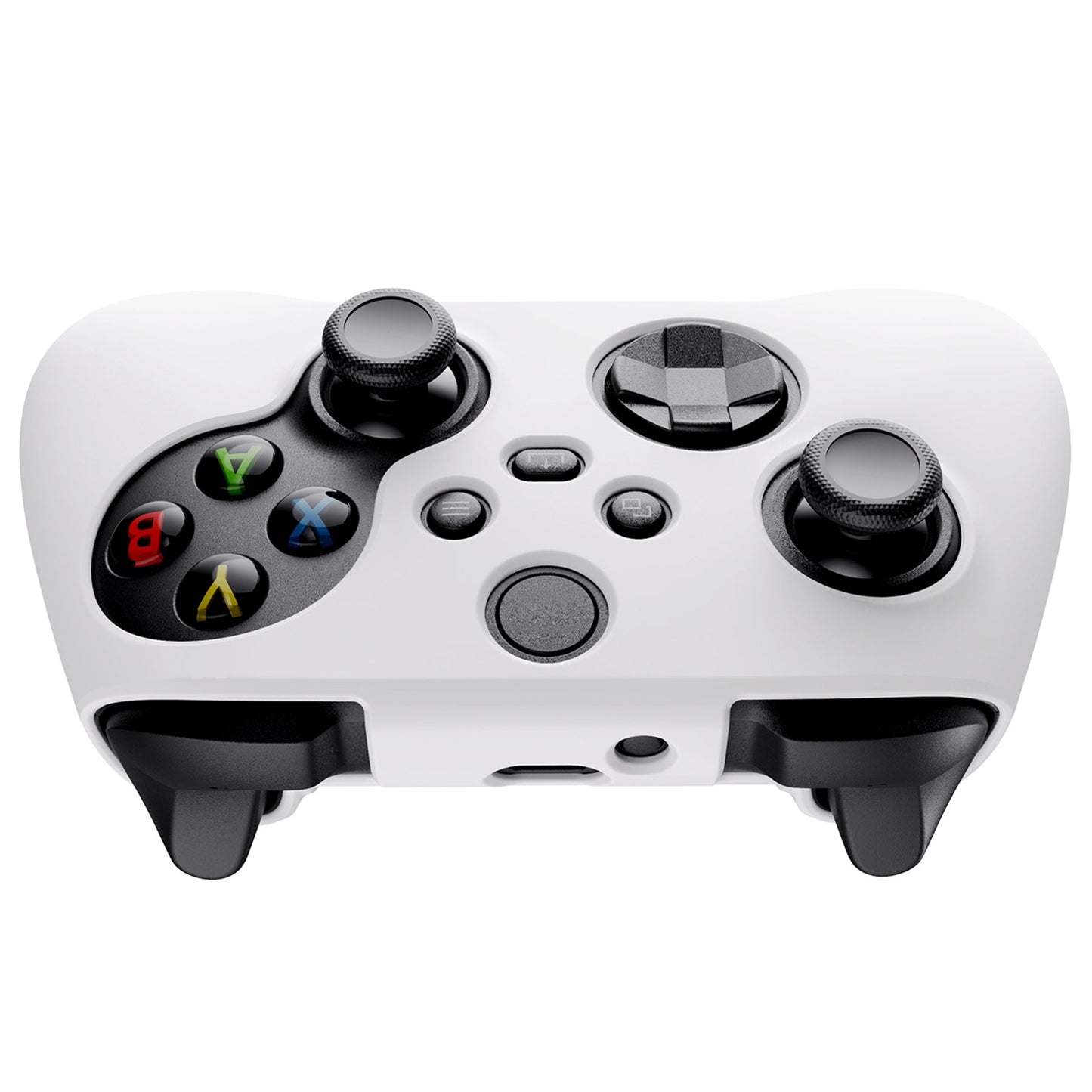 PlayVital White Pure Series Anti-Slip Silicone Cover Skin for Xbox Series X Controller, Soft Rubber Case Protector for Xbox Series S Controller with White Thumb Grip Caps - BLX3002 PlayVital