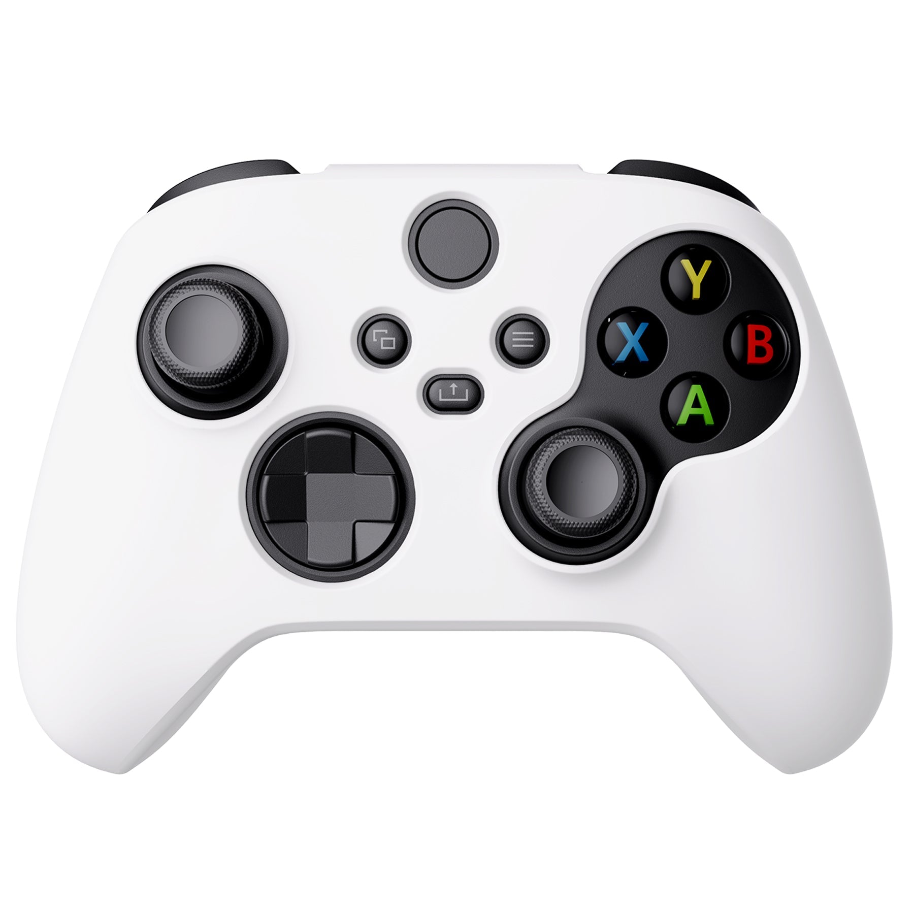 PlayVital White Pure Series Anti-Slip Silicone Cover Skin for Xbox Series X Controller, Soft Rubber Case Protector for Xbox Series S Controller with White Thumb Grip Caps - BLX3002 PlayVital