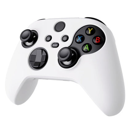 PlayVital White Pure Series Anti-Slip Silicone Cover Skin for Xbox Series X Controller, Soft Rubber Case Protector for Xbox Series S Controller with White Thumb Grip Caps - BLX3002 PlayVital