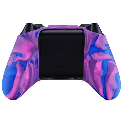 PlayVital Tri-Color Pink & Purple & Blue Camouflage Anti-Slip Silicone Cover Skin for Xbox Series X Controller, Soft Rubber Case Protector for Xbox Series S Controller with Black Thumb Grip Caps - BLX3015 PlayVital