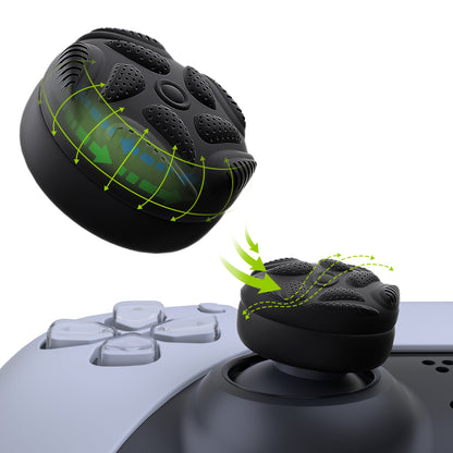 PlayVital Thumbs Cushion Caps Thumb Grips for ps5/4, Thumbstick Grip Cover for Xbox Series X/S, Thumb Grip Caps for Xbox One, Elite Series 2, for Switch Pro Controller - Raindrop Texture Design Black - PJM3033 PlayVital