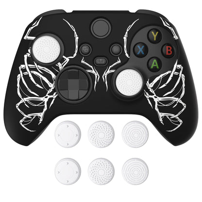 PlayVital Carving Skull Silicone Cover Skin wtih Thumb Grip Caps for Xbox Series X/S Controller - BLX3027 PlayVital