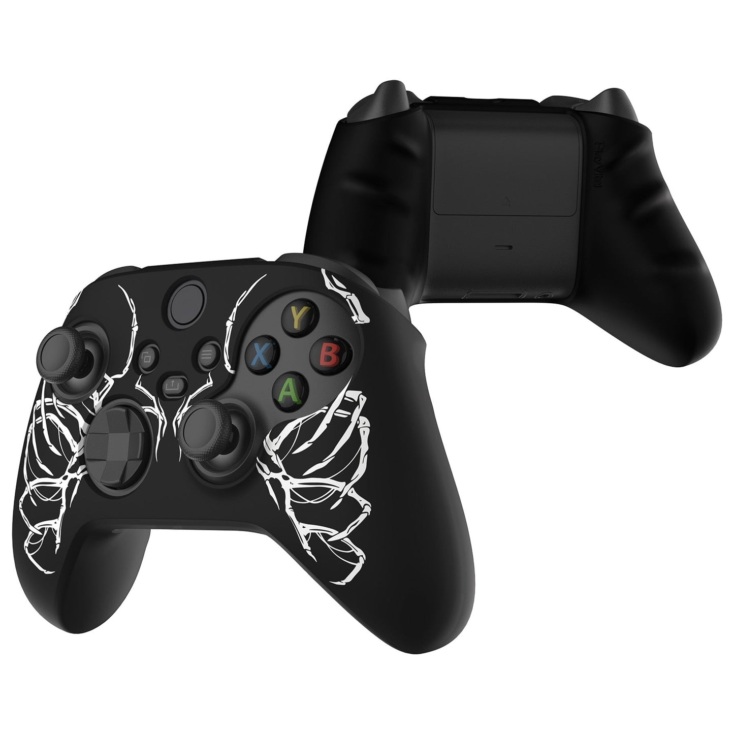 PlayVital Carving Skull Silicone Cover Skin wtih Thumb Grip Caps for Xbox Series X/S Controller - BLX3027 PlayVital