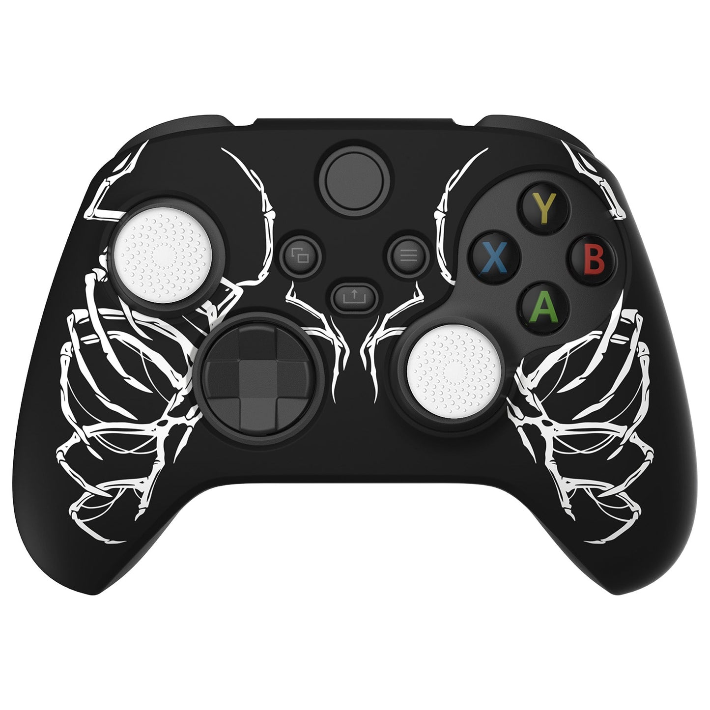 PlayVital Carving Skull Silicone Cover Skin wtih Thumb Grip Caps for Xbox Series X/S Controller - BLX3027 PlayVital