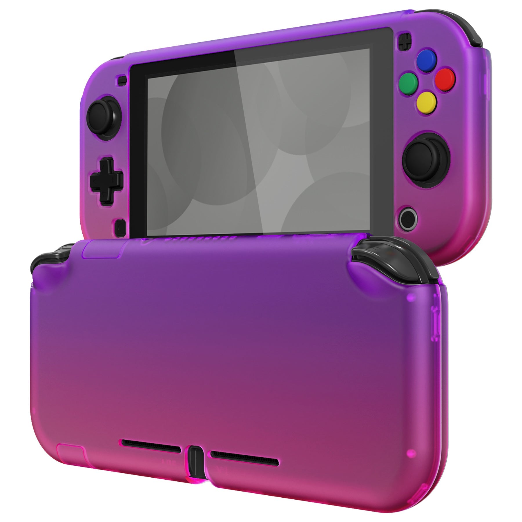 PlayVital Clear Atomic Purple Rose Red Protective Case for NS Switch Lite, Hard Cover Protector for NS Switch Lite - 1 x Black Border Tempered Glass Screen Protector Included - YYNLP007 PlayVital