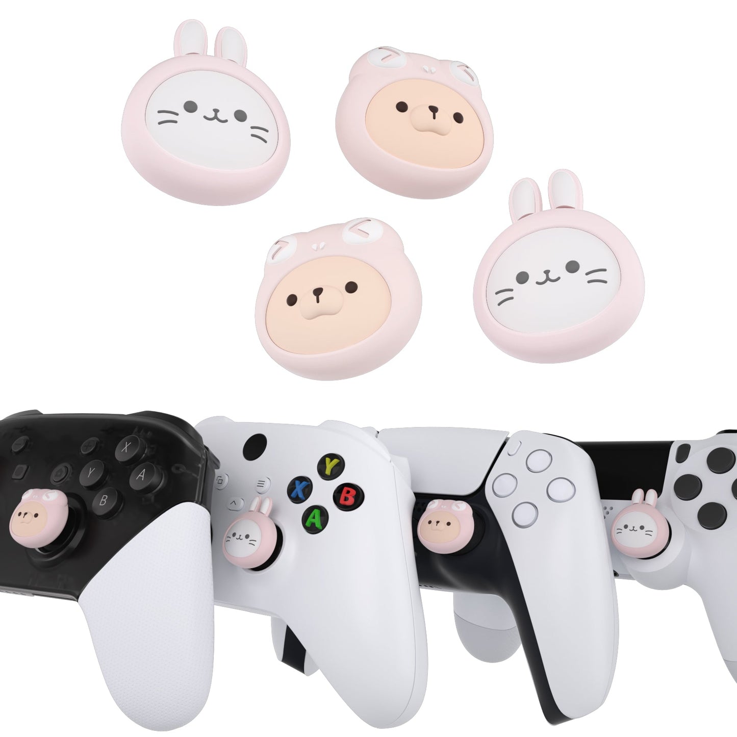 PlayVital Cute Thumb Grip Caps for ps5/4 Controller, Silicone Analog Stick Caps Cover for Xbox Series X/S, Thumbstick Caps for Switch Pro Controller - Cosplaying Kitten & Puppy - PJM3030 PlayVital