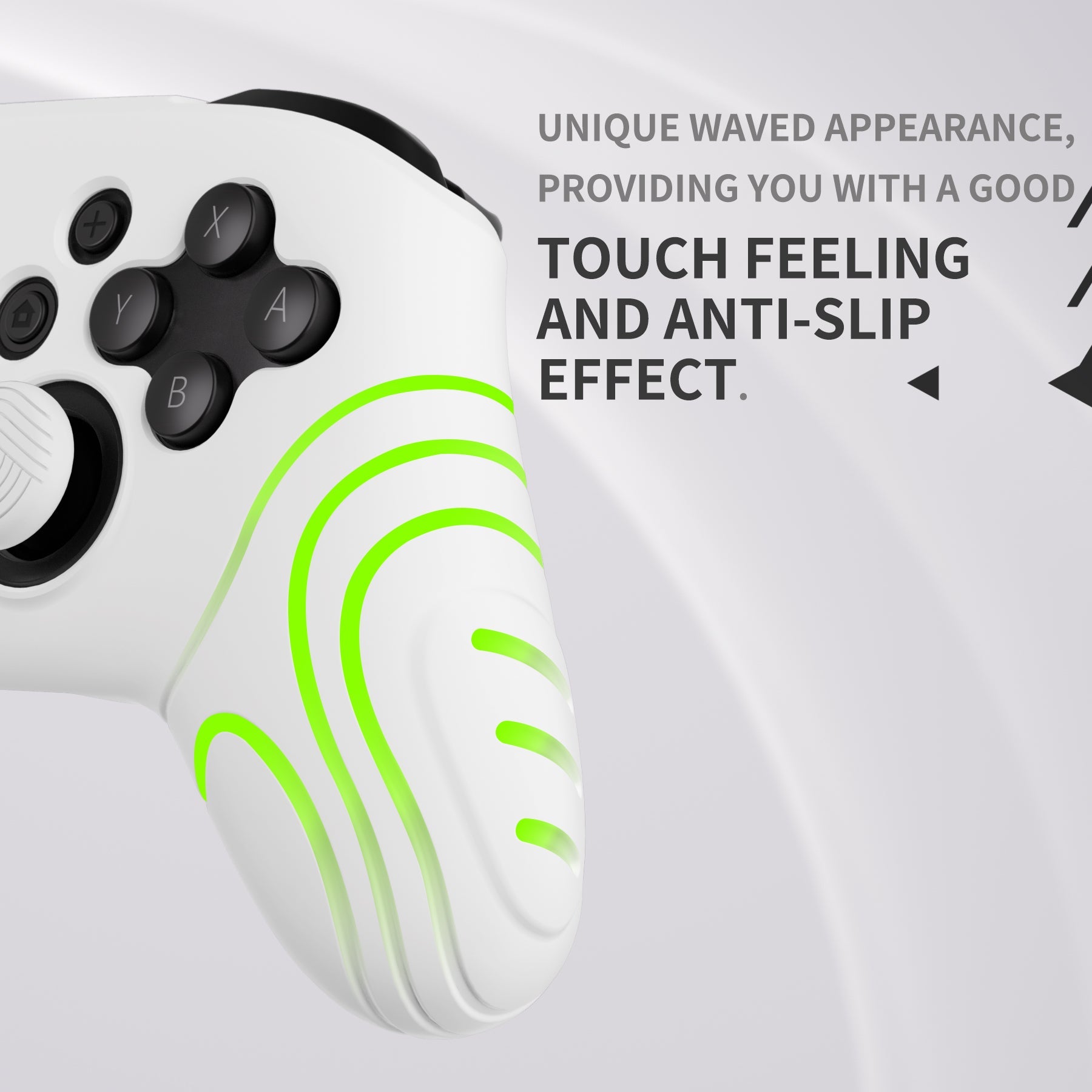 PlayVital Samurai Edition Ergonomic Silicone Skin Protective Case for Nintendo Switch Pro Controller, Soft Anti-slip Controller Grip Protector for Nintendo Switch Pro with Thumb Grip Caps - White - EBNPP001 PlayVital