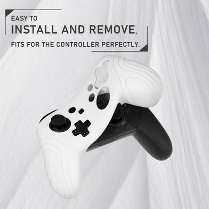 PlayVital Samurai Edition Ergonomic Silicone Skin Protective Case for Nintendo Switch Pro Controller, Soft Anti-slip Controller Grip Protector for Nintendo Switch Pro with Thumb Grip Caps - White - EBNPP001 PlayVital