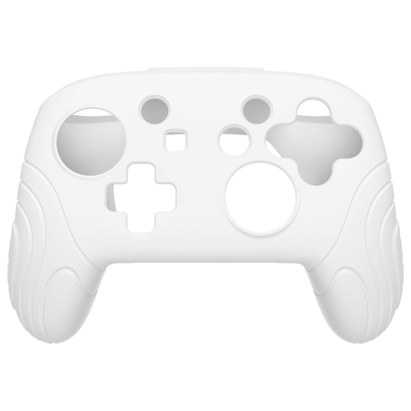 PlayVital Samurai Edition Ergonomic Silicone Skin Protective Case for Nintendo Switch Pro Controller, Soft Anti-slip Controller Grip Protector for Nintendo Switch Pro with Thumb Grip Caps - White - EBNPP001 PlayVital