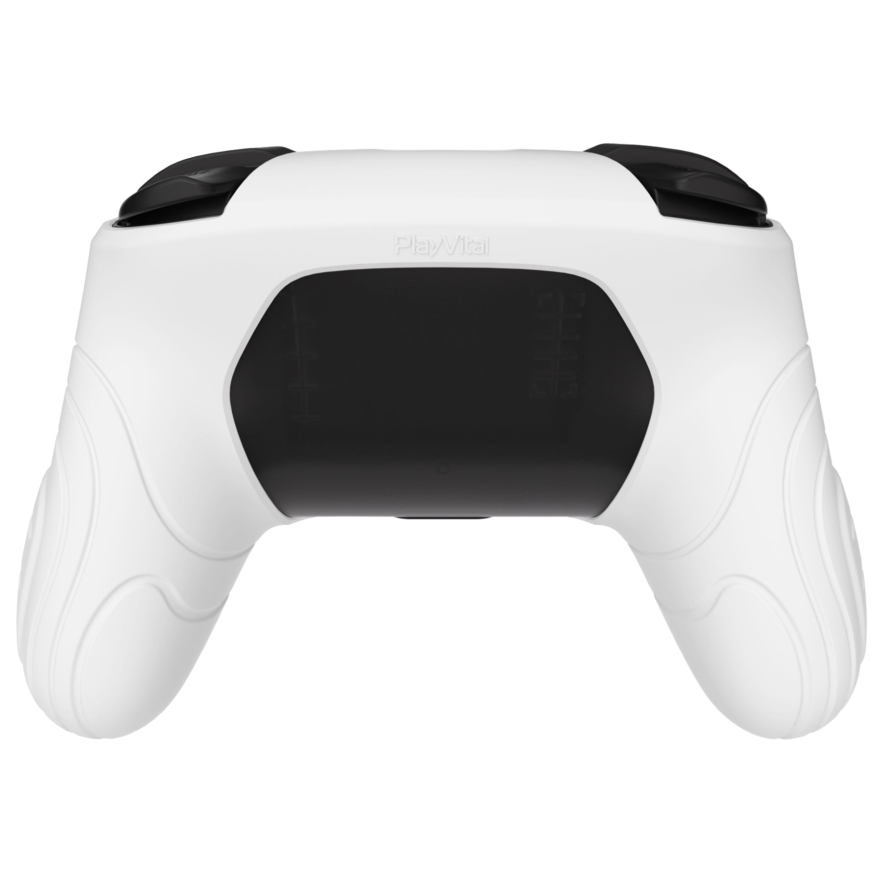 PlayVital Samurai Edition Ergonomic Silicone Skin Protective Case for Nintendo Switch Pro Controller, Soft Anti-slip Controller Grip Protector for Nintendo Switch Pro with Thumb Grip Caps - White - EBNPP001 PlayVital