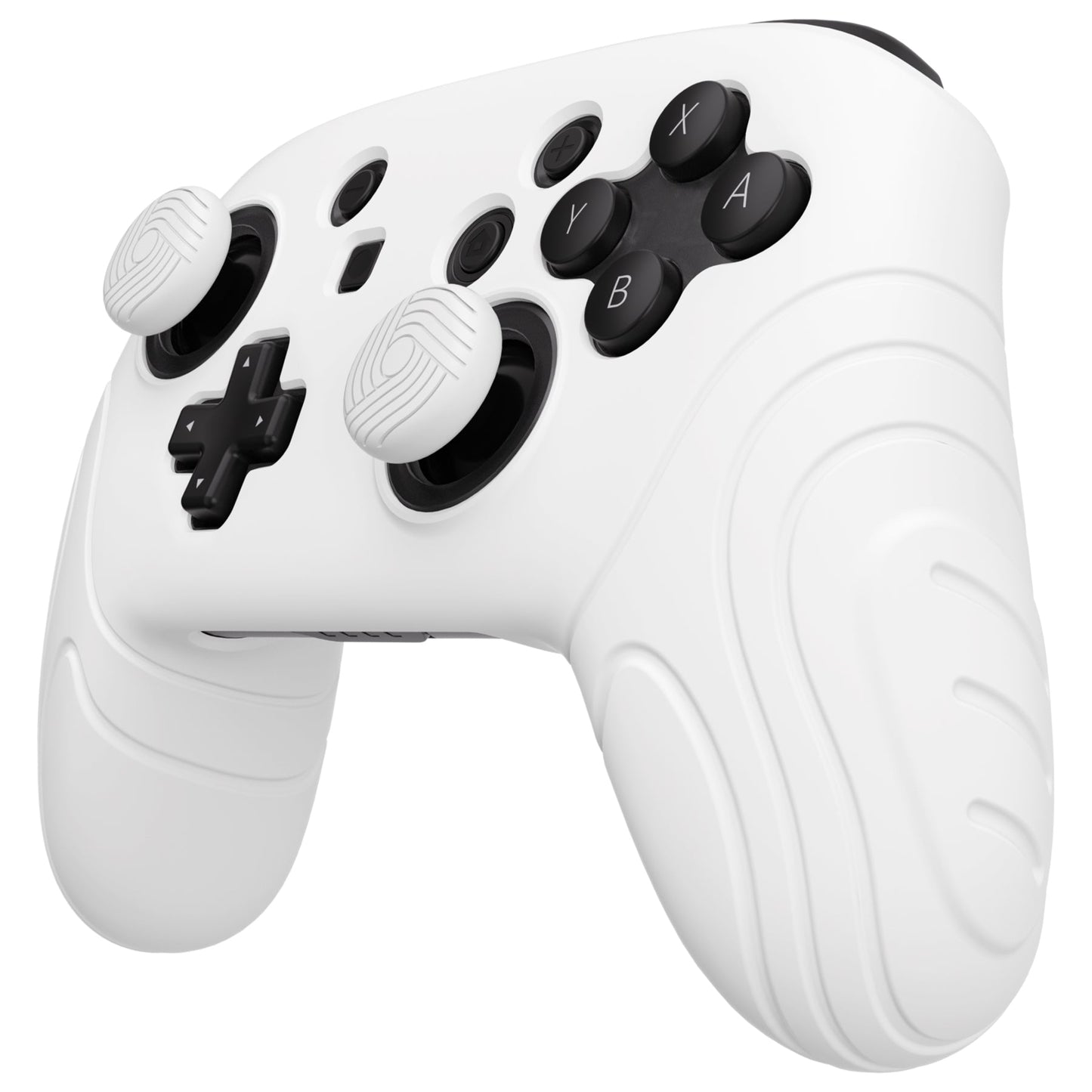 PlayVital Samurai Edition Ergonomic Silicone Skin Protective Case for Nintendo Switch Pro Controller, Soft Anti-slip Controller Grip Protector for Nintendo Switch Pro with Thumb Grip Caps - White - EBNPP001 PlayVital