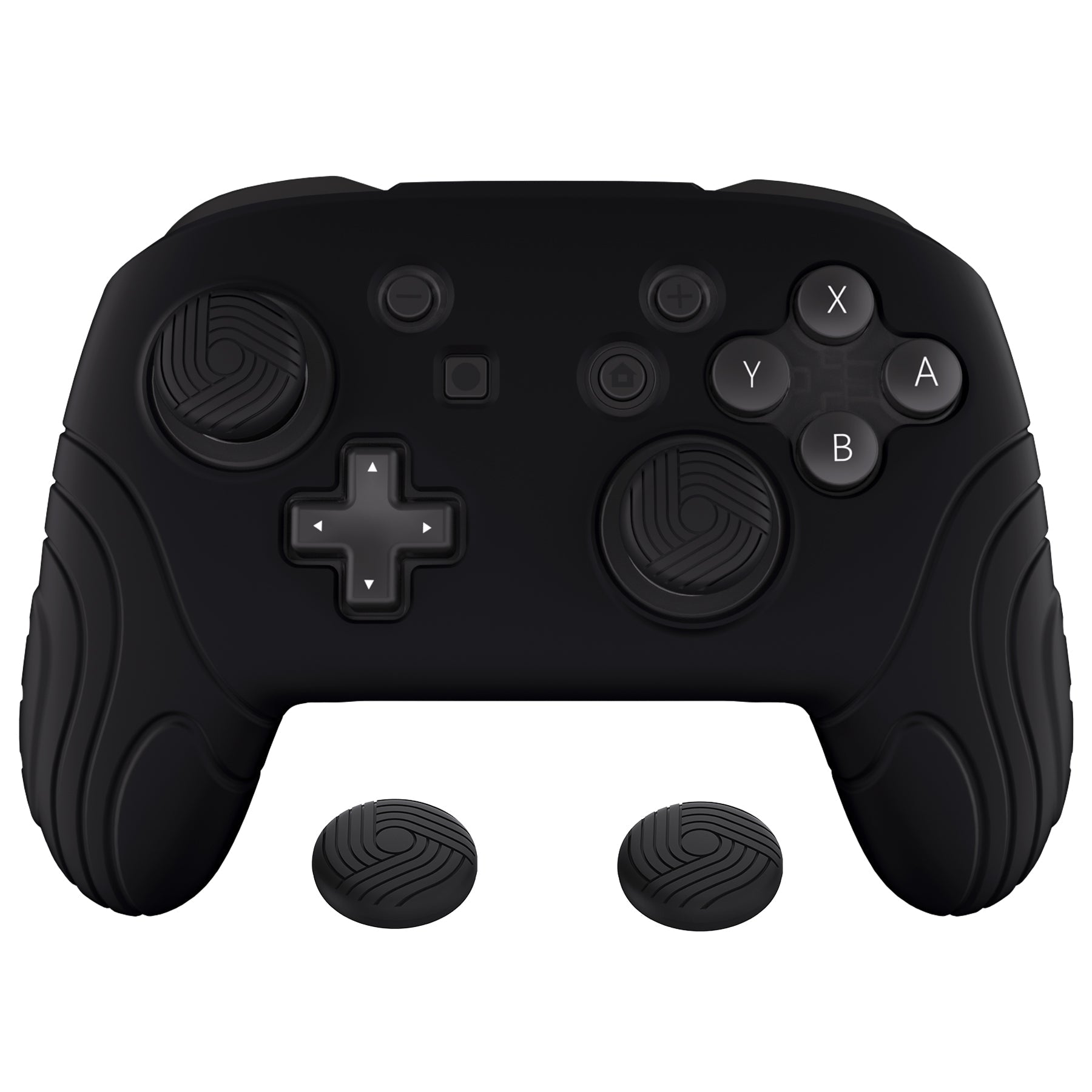 PlayVital Samurai Edition Ergonomic Silicone Skin Protective Case for Nintendo Switch Pro Controller, Soft Anti-slip Controller Grip Protector for Nintendo Switch Pro with Thumb Grip Caps - Black- EBNPP002 PlayVital