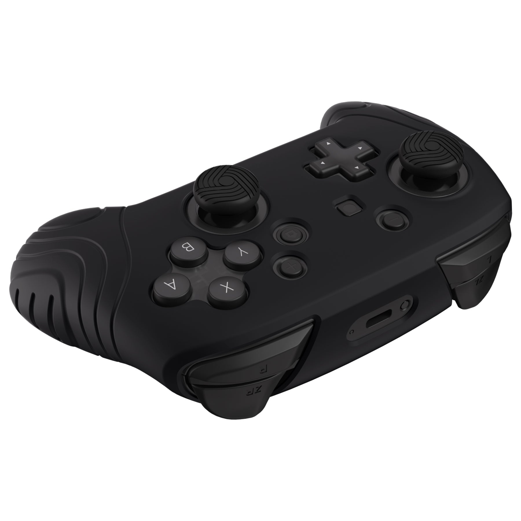 PlayVital Samurai Edition Ergonomic Silicone Skin Protective Case for Nintendo Switch Pro Controller, Soft Anti-slip Controller Grip Protector for Nintendo Switch Pro with Thumb Grip Caps - Black- EBNPP002 PlayVital