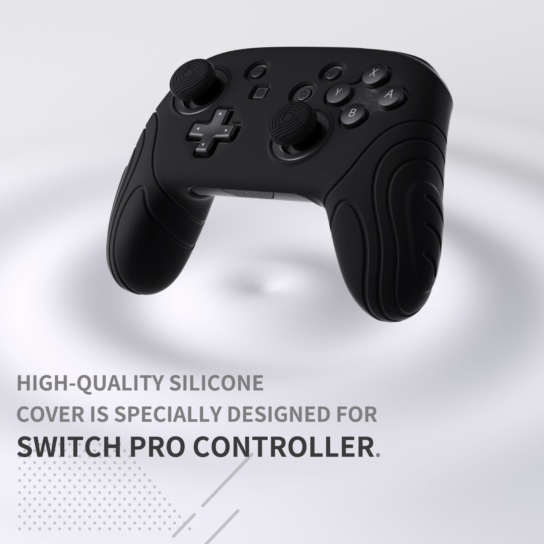 PlayVital Samurai Edition Ergonomic Silicone Skin Protective Case for Nintendo Switch Pro Controller, Soft Anti-slip Controller Grip Protector for Nintendo Switch Pro with Thumb Grip Caps - Black- EBNPP002 PlayVital