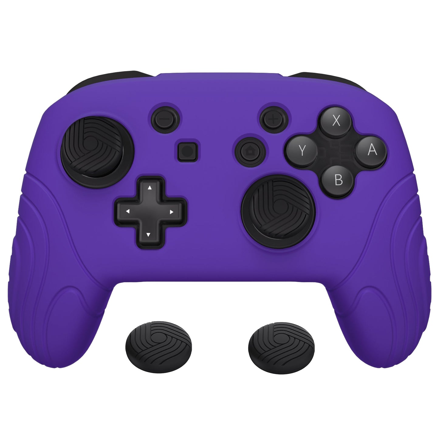 PlayVital Samurai Edition Ergonomic Silicone Skin Protective Case for Nintendo Switch Pro Controller, Soft Anti-slip Controller Grip Protector for Nintendo Switch Pro with Thumb Grip Caps - Purple - EBNPP003 PlayVital