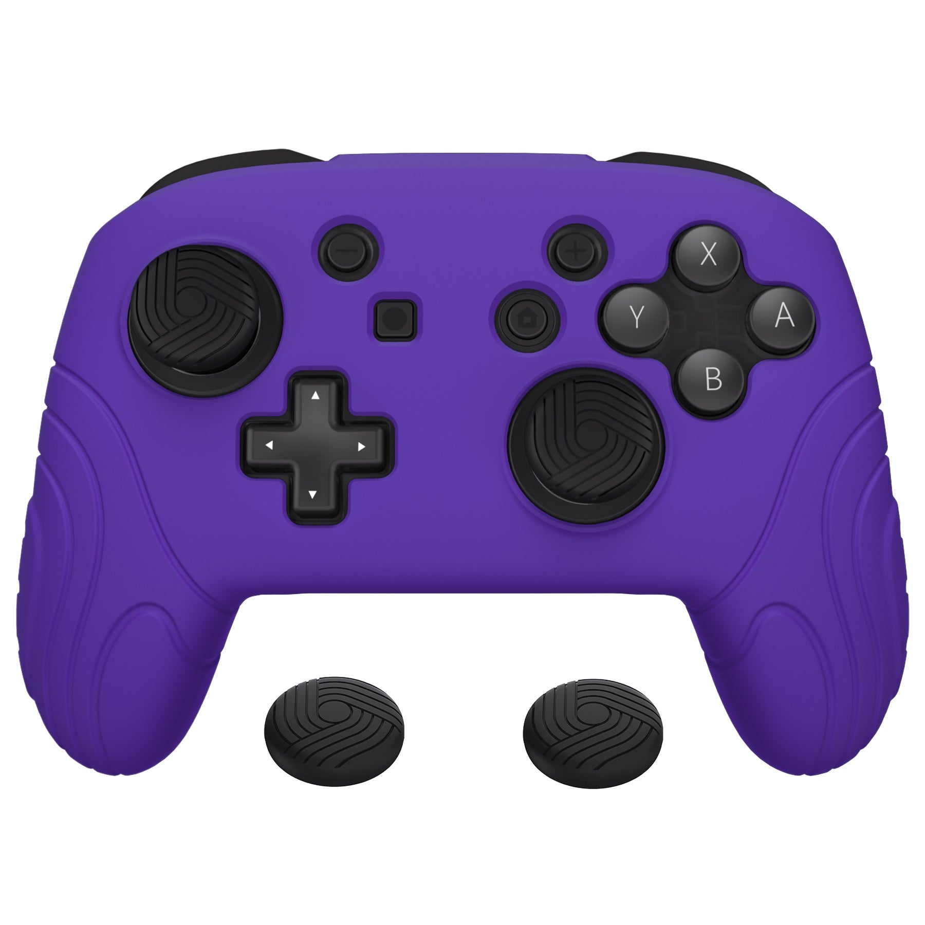 PlayVital Samurai Edition Ergonomic Silicone Skin Protective Case for Nintendo Switch Pro Controller, Soft Anti-slip Controller Grip Protector for Nintendo Switch Pro with Thumb Grip Caps - Purple - EBNPP003 PlayVital