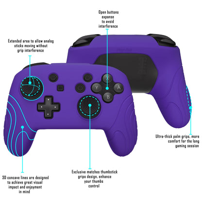 PlayVital Samurai Edition Ergonomic Silicone Skin Protective Case for Nintendo Switch Pro Controller, Soft Anti-slip Controller Grip Protector for Nintendo Switch Pro with Thumb Grip Caps - Purple - EBNPP003 PlayVital