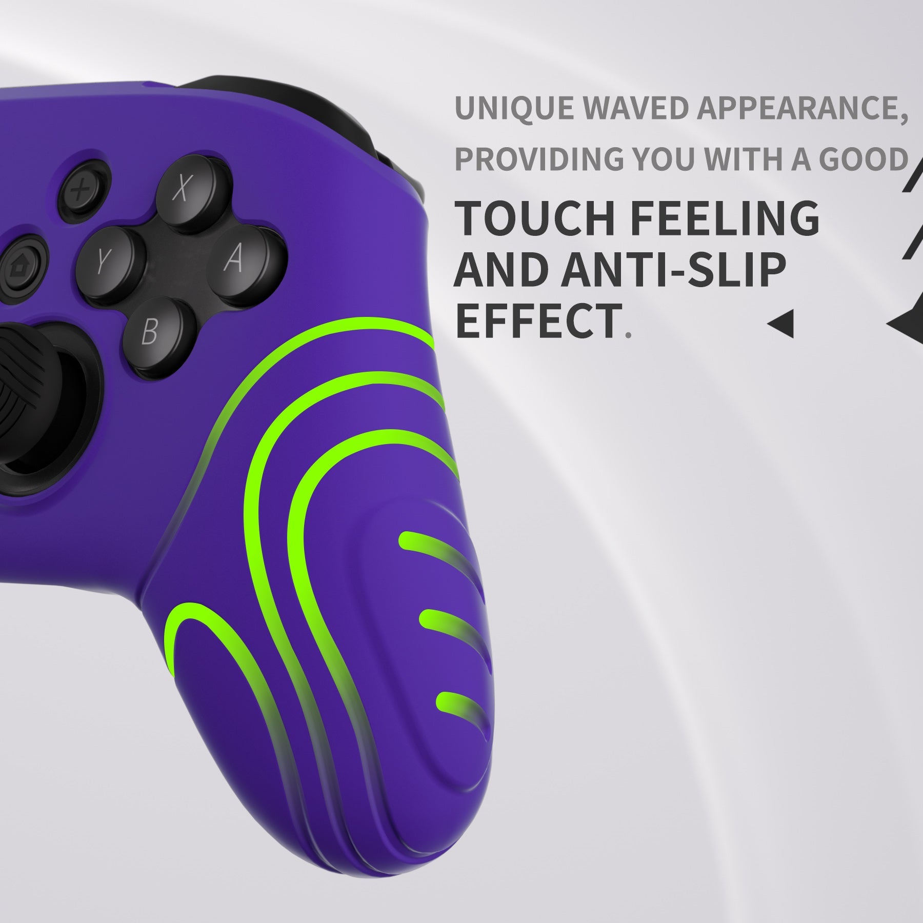 PlayVital Samurai Edition Ergonomic Silicone Skin Protective Case for Nintendo Switch Pro Controller, Soft Anti-slip Controller Grip Protector for Nintendo Switch Pro with Thumb Grip Caps - Purple - EBNPP003 PlayVital