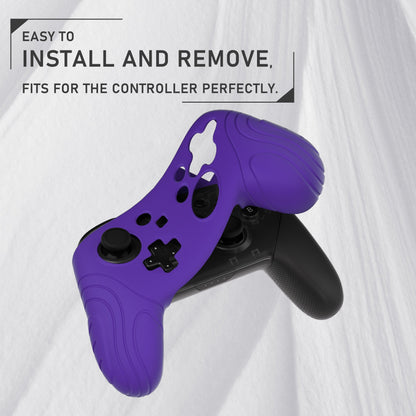 PlayVital Samurai Edition Ergonomic Silicone Skin Protective Case for Nintendo Switch Pro Controller, Soft Anti-slip Controller Grip Protector for Nintendo Switch Pro with Thumb Grip Caps - Purple - EBNPP003 PlayVital