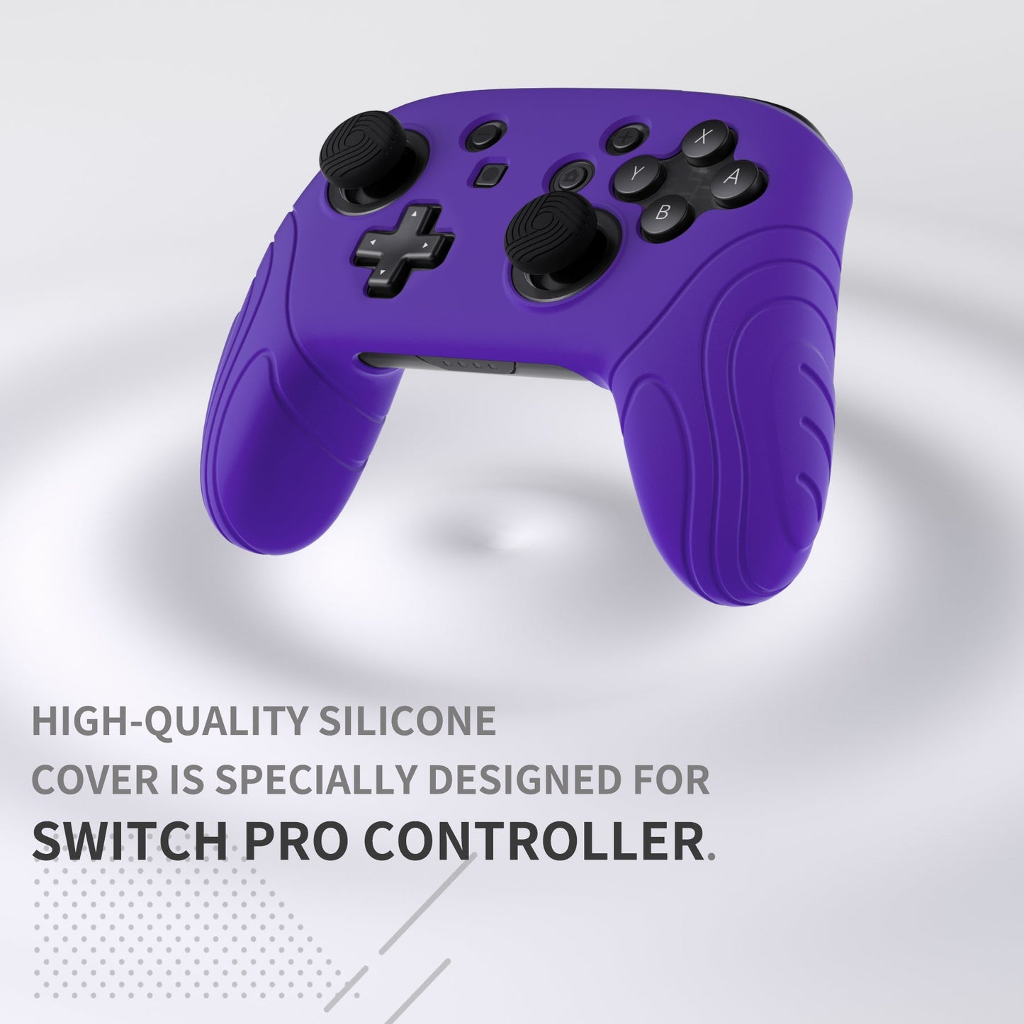 PlayVital Samurai Edition Ergonomic Silicone Skin Protective Case for Nintendo Switch Pro Controller, Soft Anti-slip Controller Grip Protector for Nintendo Switch Pro with Thumb Grip Caps - Purple - EBNPP003 PlayVital