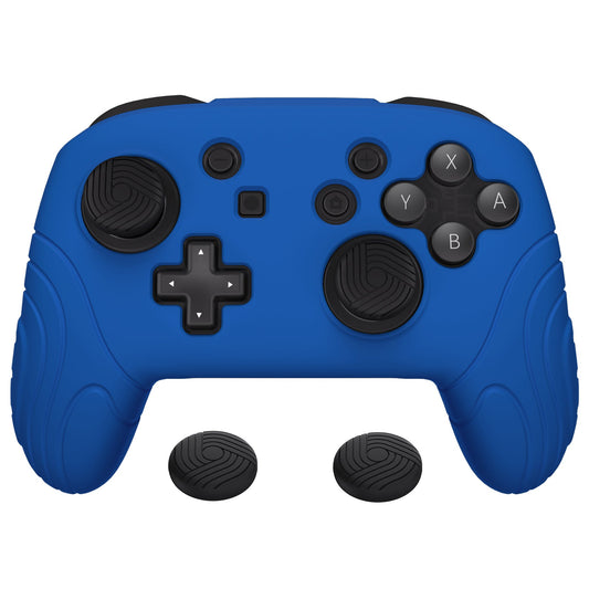 PlayVital Samurai Edition Ergonomic Silicone Skin Protective Case for Nintendo Switch Pro Controller, Soft Anti-slip Controller Grip Protector for Nintendo Switch Pro with Thumb Grip Caps - Blue - EBNPP004 PlayVital