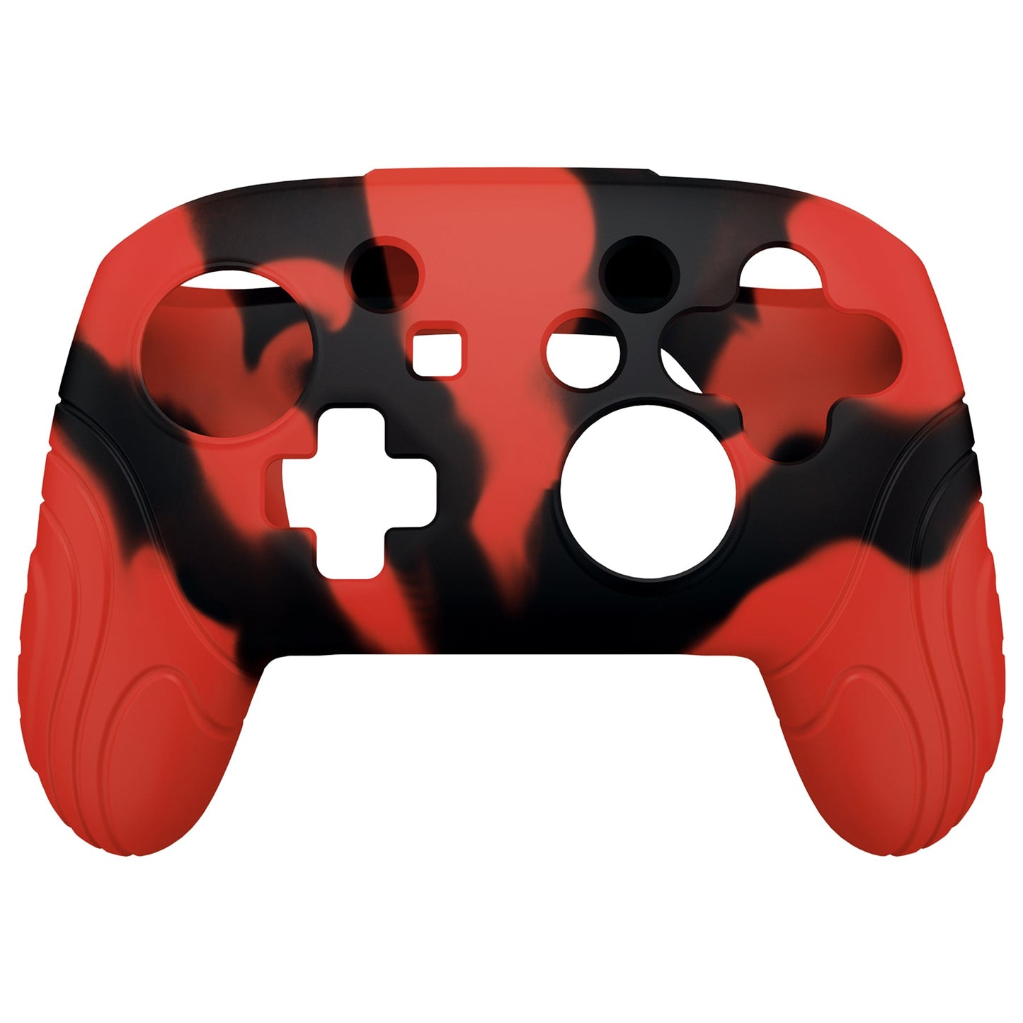 PlayVital Samurai Edition Ergonomic Silicone Skin Protective Case for Nintendo Switch Pro Controller, Soft Anti-slip Controller Grip Protector for Nintendo Switch Pro with Thumb Grip Caps - Red & Black - EBNPP006 PlayVital