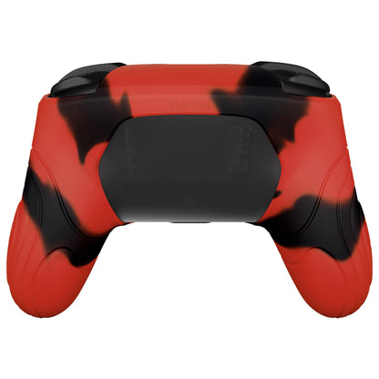 PlayVital Samurai Edition Ergonomic Silicone Skin Protective Case for Nintendo Switch Pro Controller, Soft Anti-slip Controller Grip Protector for Nintendo Switch Pro with Thumb Grip Caps - Red & Black - EBNPP006 PlayVital