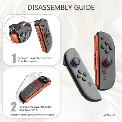 PlayVital クリアシリーズ Switch 2（2025）対応 透明ハードシェルケース ドック対応 傷防止タイプ グリップ付き保護カバー 折りたたみスタンド＆親指グリップ付属【クリア アトミックパープル＆ローズレッド】