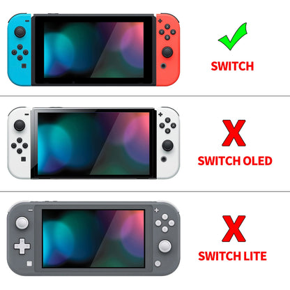 PlayVital AlterGrips Dockable Protective Case Ergonomic Grip Cover for Nintendo Switch, Interchangeable Joycon Cover w/Screen Protector & Thumb Grip Caps & Button Caps - Misty Green - TNSYP3009 playvital