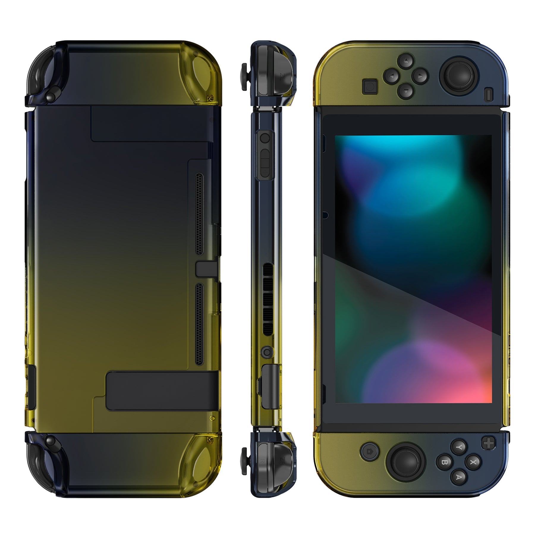 PlayVital Gradient Black Yellow Back Cover for Nintendo Switch Console, NS Joycon Handheld Controller Separable Protector Hard Shell, Soft Touch Customized Dockable Protective Case for Nintendo Switch - NTP348 PlayVital