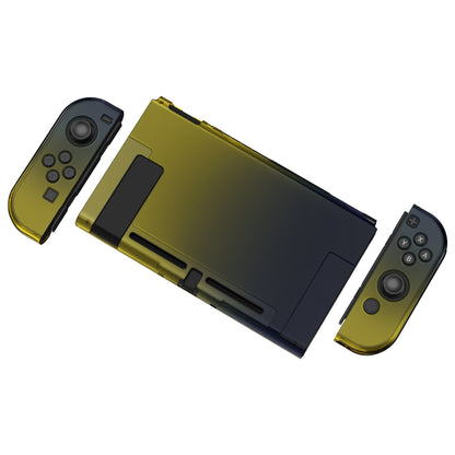 PlayVital Gradient Black Yellow Back Cover for Nintendo Switch Console, NS Joycon Handheld Controller Separable Protector Hard Shell, Soft Touch Customized Dockable Protective Case for Nintendo Switch - NTP348 PlayVital