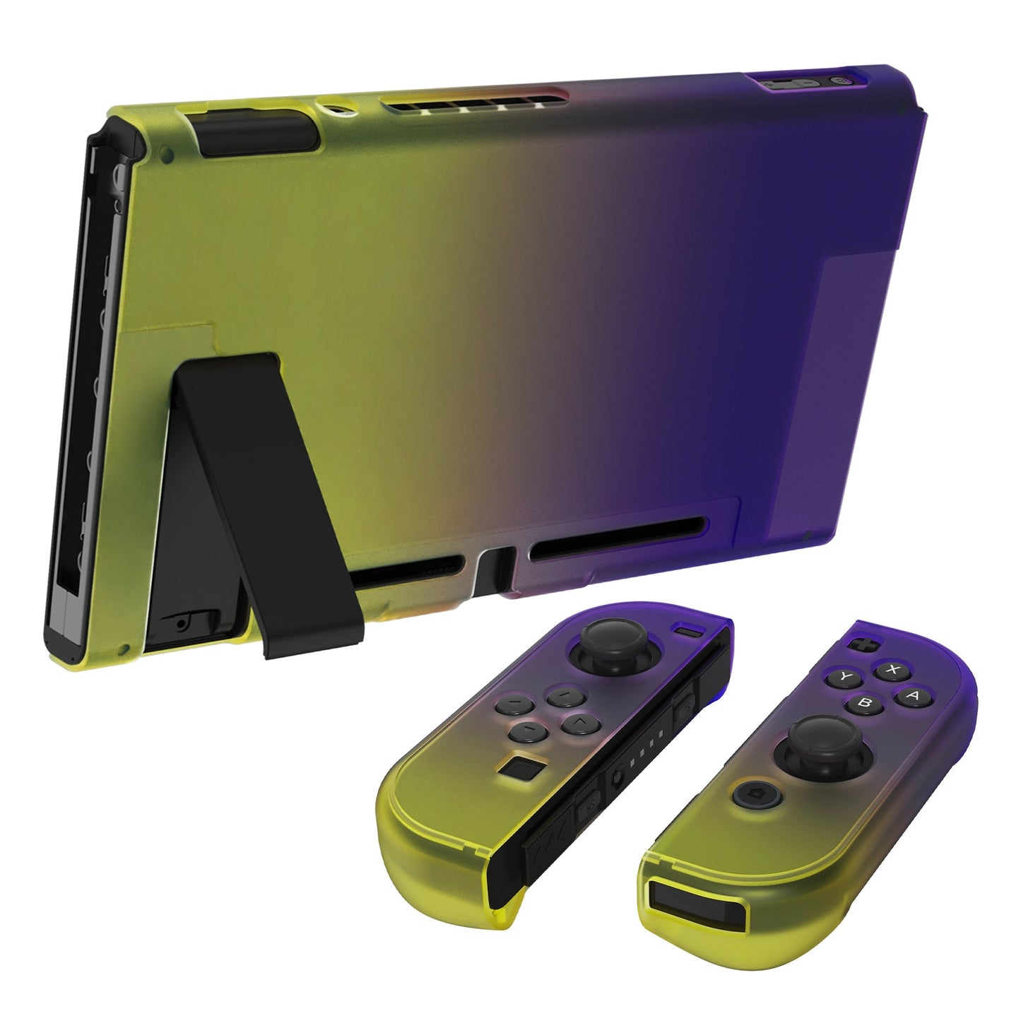 PlayVital Gradient Purple Yellow Back Cover for Nintendo Switch Console, NS Joycon Handheld Controller Separable Protector Hard Shell, Soft Touch Customized Dockable Protective Case for Nintendo Switch - NTP346 PlayVital