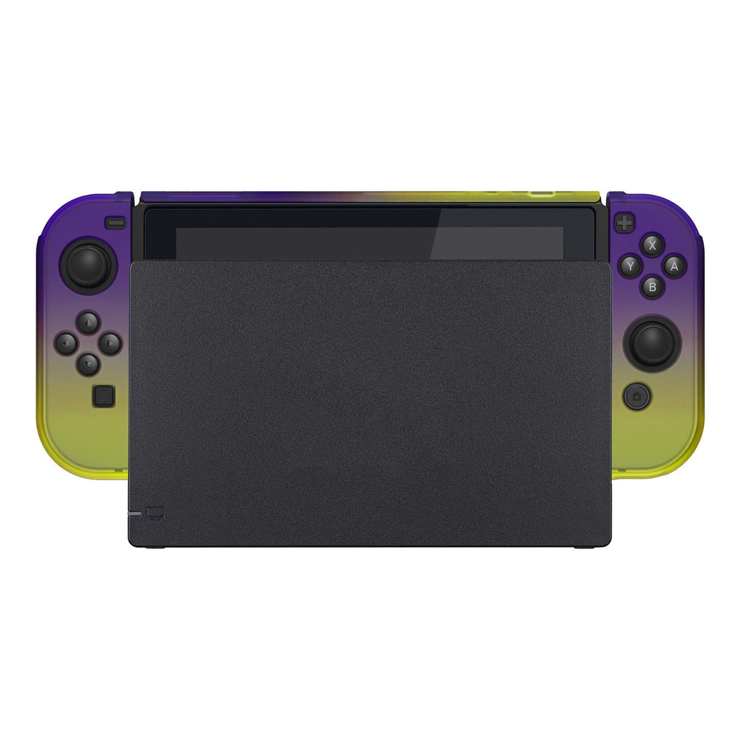 PlayVital Gradient Purple Yellow Back Cover for Nintendo Switch Console, NS Joycon Handheld Controller Separable Protector Hard Shell, Soft Touch Customized Dockable Protective Case for Nintendo Switch - NTP346 PlayVital